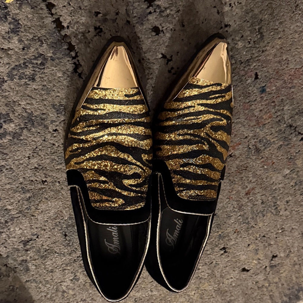 Men’s Gold and Black Glitter Loafers